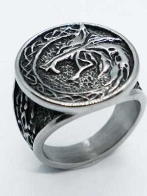 Ring Steel Wolf Head