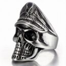 Ring Steel Skull Commander