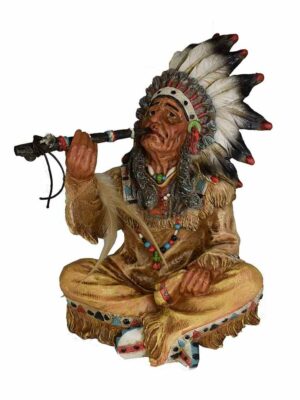 Indian Sitting With Peace Pipe