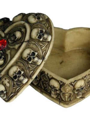 Box Heart Ivory With Skulls