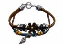 Bracelet Leather Flower Charm