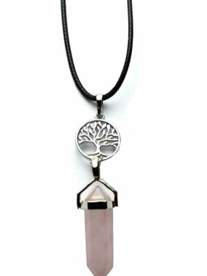 Necklace Fixed Wand Rose Quartz
