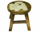 Stool Wooden White Dog