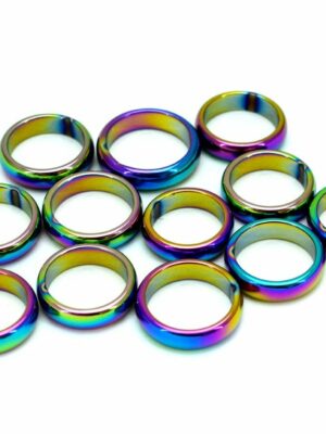 Ring Hematite Rainbow 12pcs