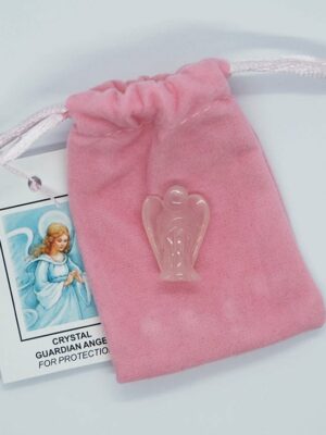 Angel Rose Quartz 20mm In Pouch