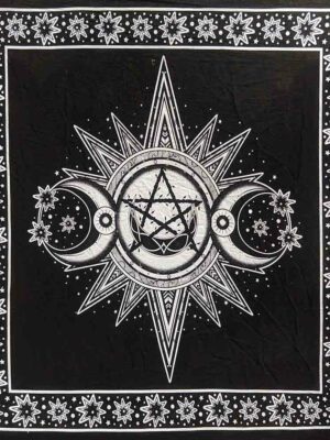 Altar Cloth Triple Moon Black and White 105X105cm