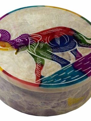 Soapstone Round Box 3" Elephant