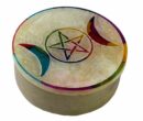 Soapstone Round Box 3" Triple Moon