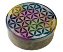 Soapstone Round Box 3.5" Flower Of Life