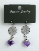 Earrings Net with Rough Stone