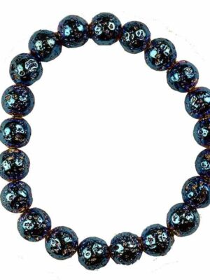 Bracelet Blue Plated Lava Bead