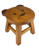 Stool Wooden Bear Face
