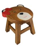 Stool Wooden Bear Face Bow