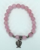Bracelet 8mm Bead Rose Quartz With Wings