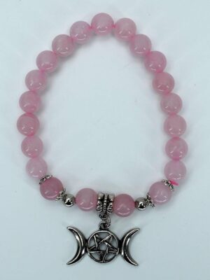Bracelet 8mm Rose Quartz Triple Moon
