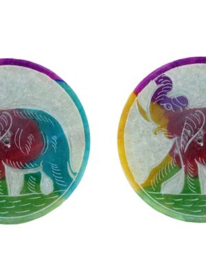 Soapstone Plate Elephant 5" X2