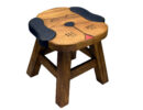 Stool Wooden Dog Face