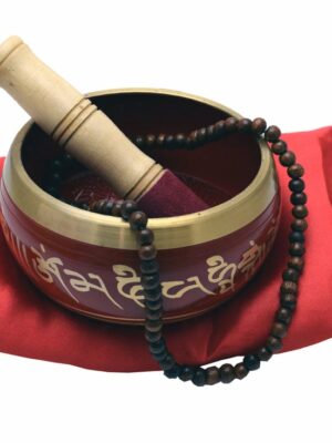Singing Bowl Buddha 12cm Red