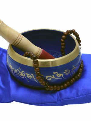 Singing Bowl Buddha 12cm Blue