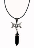 Necklace Wand Obsidian 3 Moon