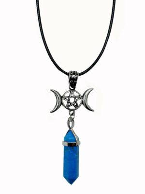 Pendant Wand Blue Howlite 3 Moon