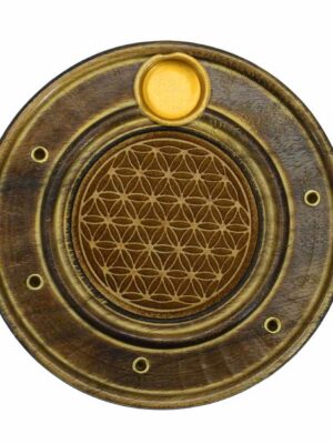 Incense Holder Wood Round FOL