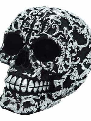 Skull Patterned Black Silver