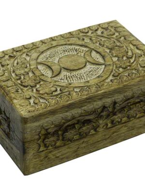 Box Wooden Triple Moon  6X4 Inch