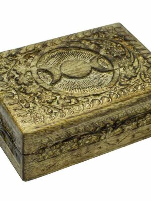 Box Wooden Triple Moon 7X5 Inch