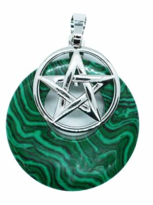Pendant Donut Pentagram Malachite (Man-Made)
