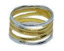 Silver Ring 2 Tone Gold Bands