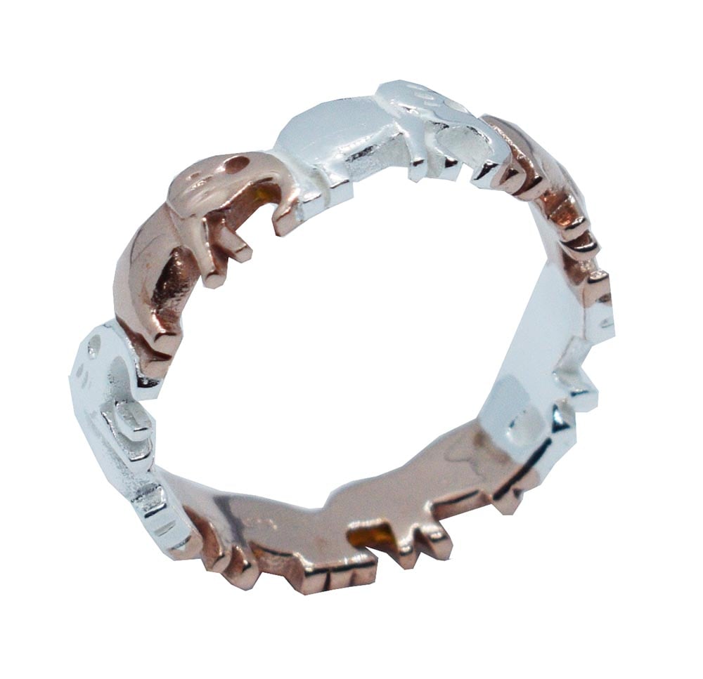 Silver Ring Elephant Rose