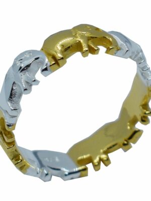 Silver Ring Elephant Gold