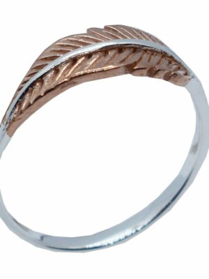 Silver Ring Feather Rose Gold