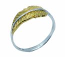 Silver Ring Feather Gold