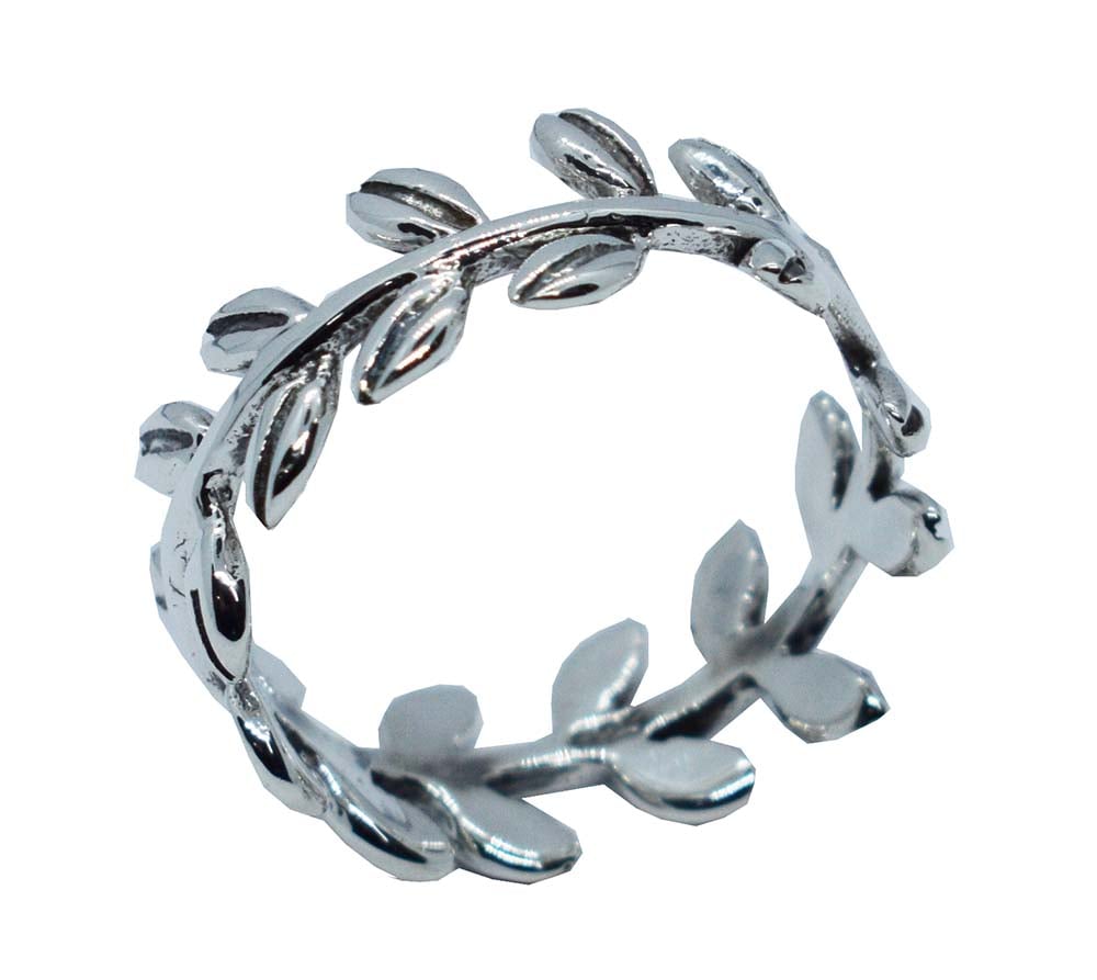 Silver Ring Leaves Plain