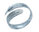 Silver Ring Feathers Plain