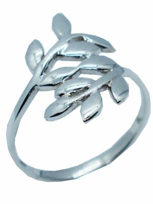 Silver Ring Leaves Plain