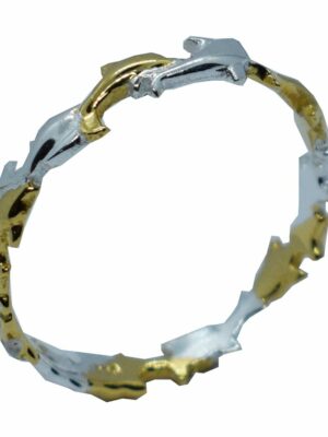 Silver Ring Dolphin 2Tone Gold