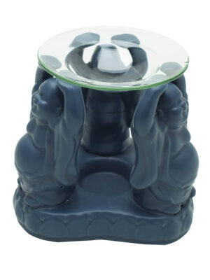 Oil Burner 3 Buddhas Grey 15cm