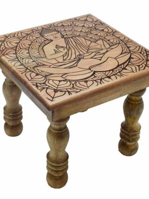Table Wood Buddha Lotus H25cm x W30cm
