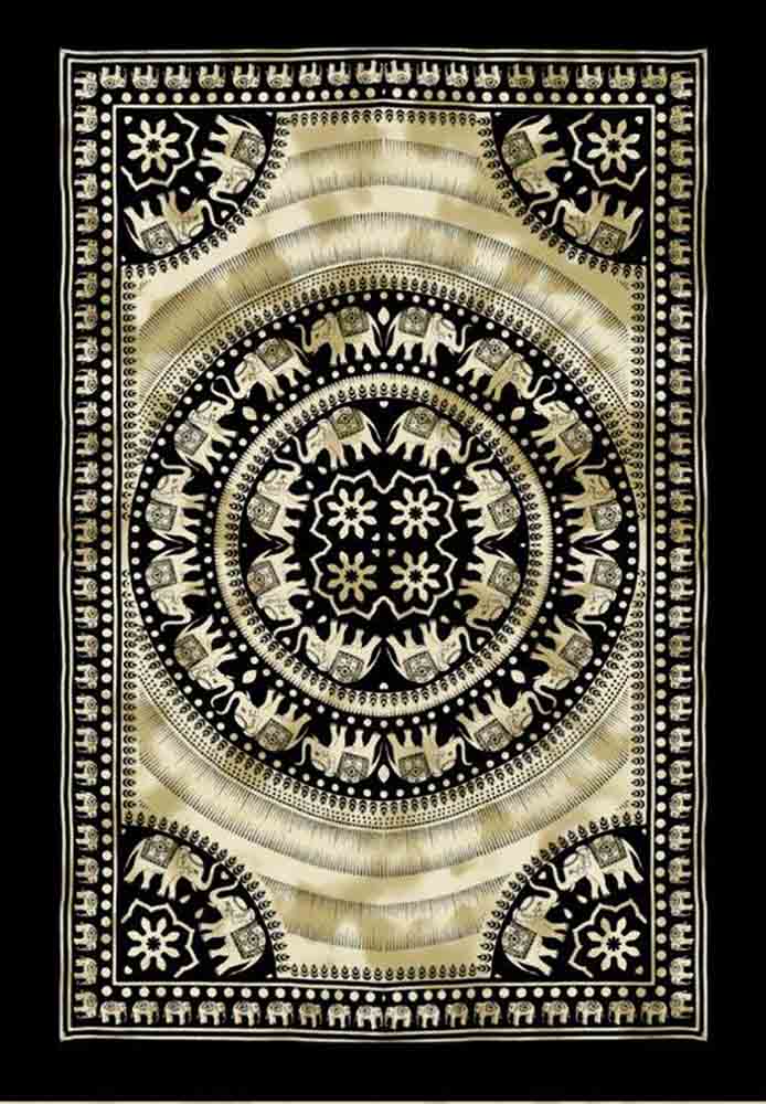 Bedspread Single Round Elephant Yellow