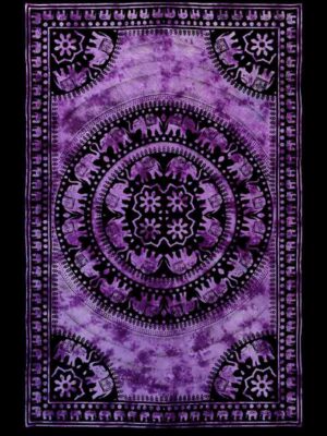 Bedspread Single Round Elephant Purple