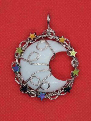 Pendant Stars Wired Opalite Moon