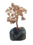 Tree Chip Peach Moonstone On Fluorite