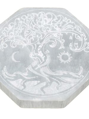 Selenite Octagon Tree Of Life 10cm