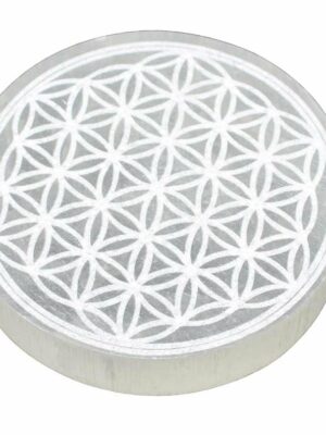 Selenite Disc With Flower of Life 10cm