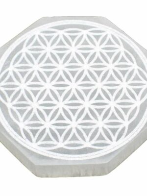 Selenite Octagon Flower Of Life 10cm