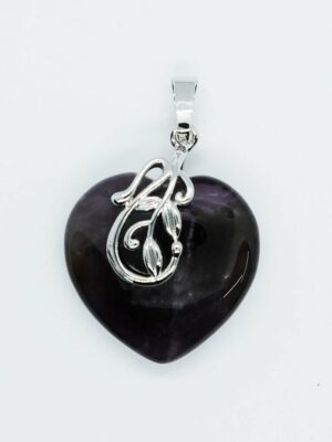 Pendant Heart Amethyst Flower