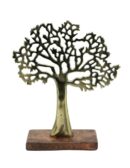 Tree On Wooden Base Gold 26.5cm